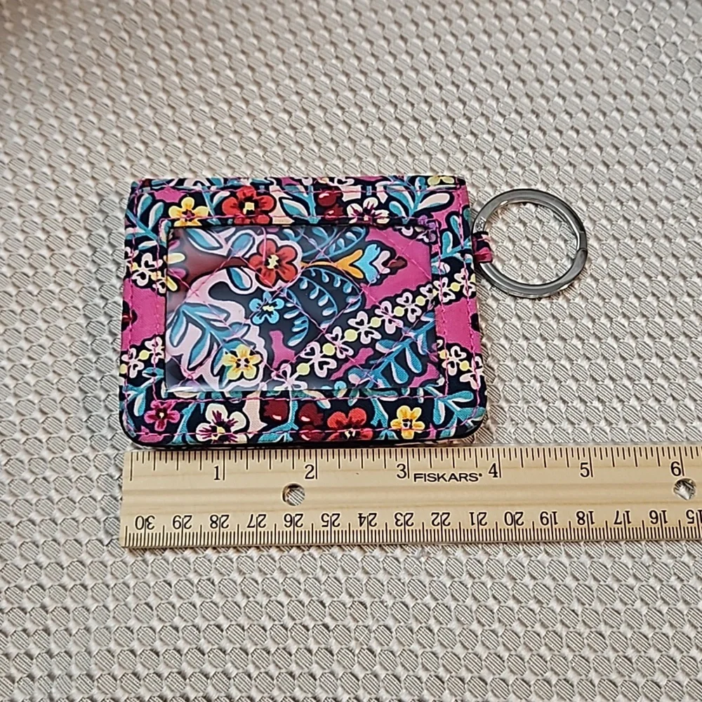 Vera Bradley Campus Double ID Case/ Holder Key Ring Kalidescope Pink Pattern